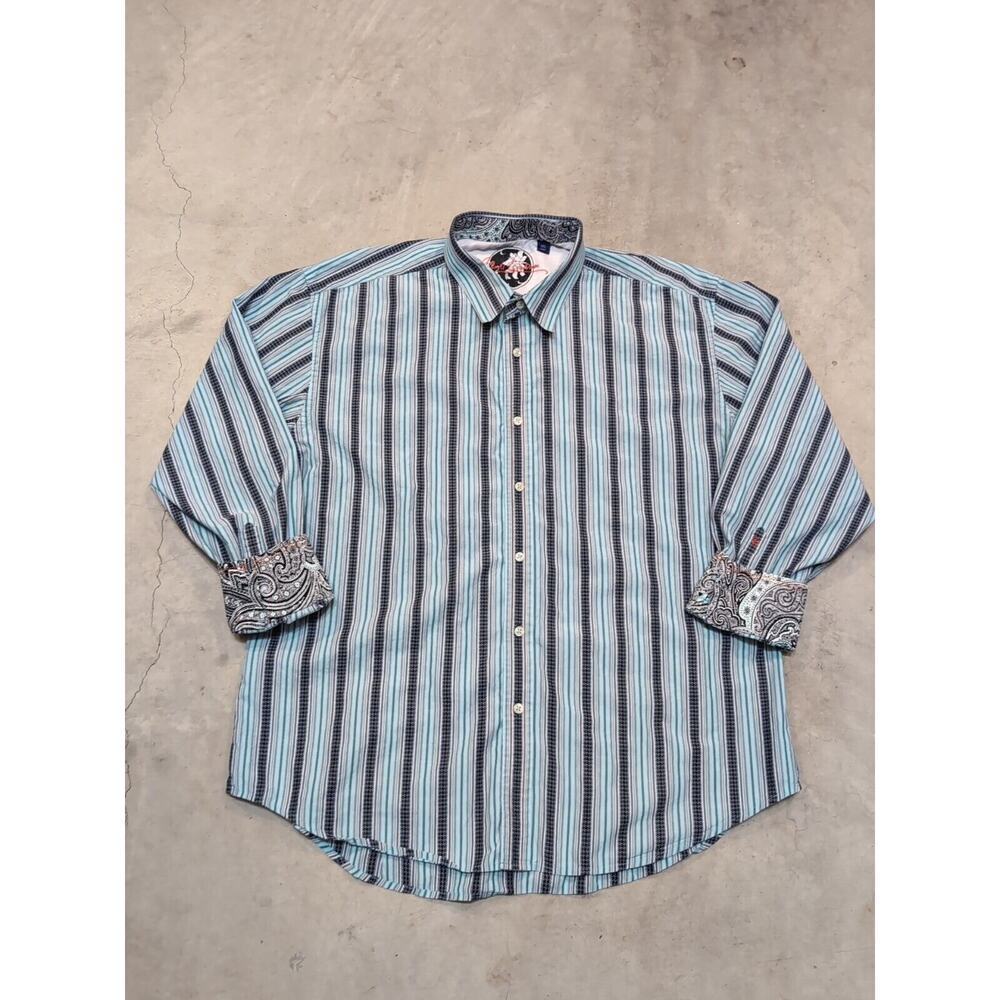 Robert Graham Button Down Shirt Mens 3XL Striped Flip Cuff
